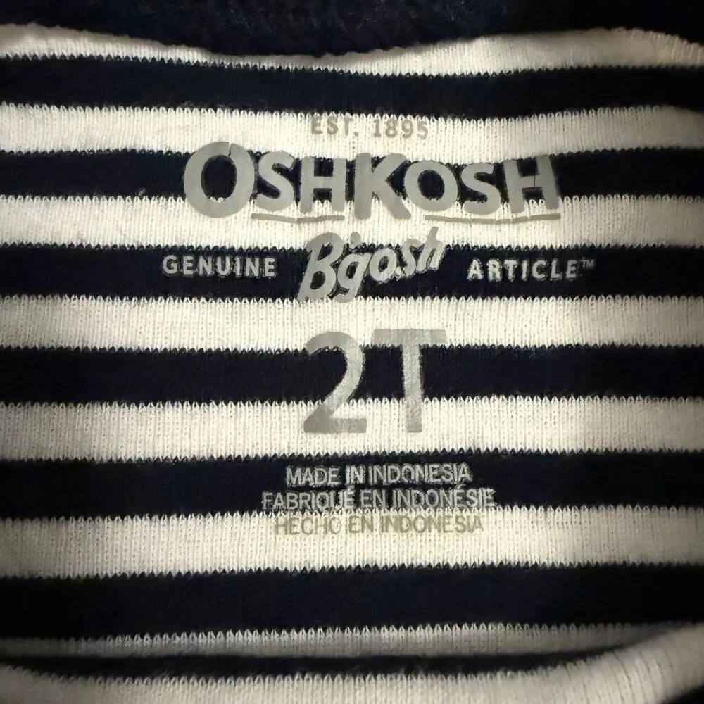 Oshkosh Crew Neck Blue Orange White‎ Striped Shirt Boy's Size 2T